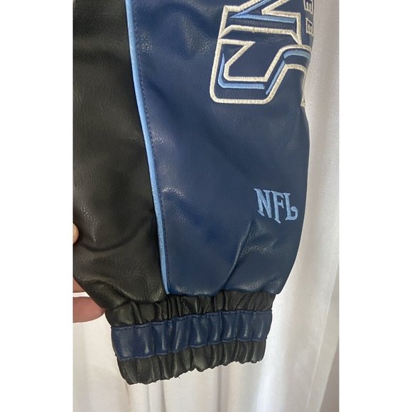NFL Nashville Tennessee Titans Jacket Size Large Faux Leather Zip Front - Picture 7 of 16